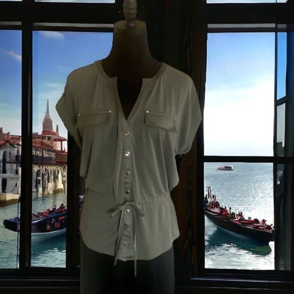 White House Black Market Olive Travel Top, Size XS